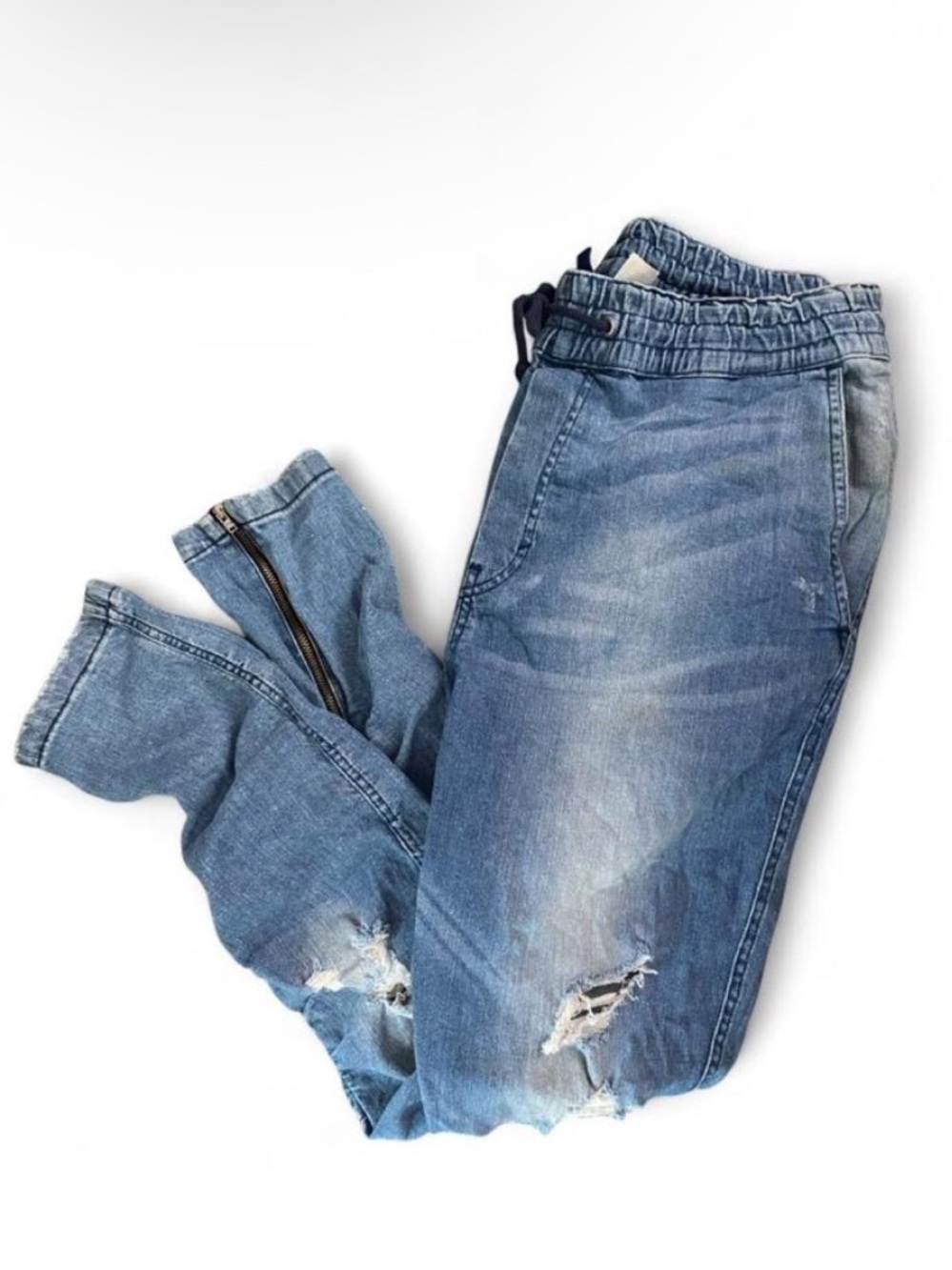 Divided Y2K Women's Blue Distressed High Rise Jogger Jeans